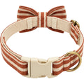 Basy Woven Cotton Pet Collar 30-46 cm Rust Stripe with Removable Bow - Product view
